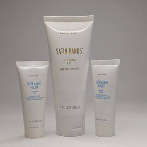 New Mary Kay Satin Hands Body Trio Cleansing Gel Buffing Cream Hydrating Lotion